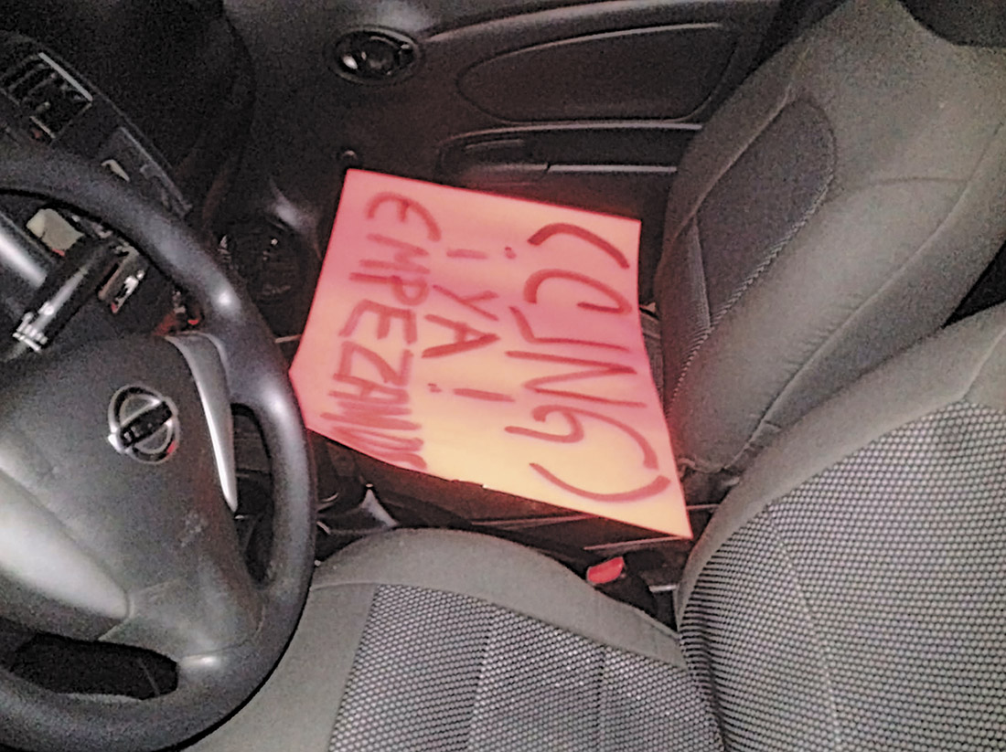 El mensaje hallado en el taxi Esteban Marcial
