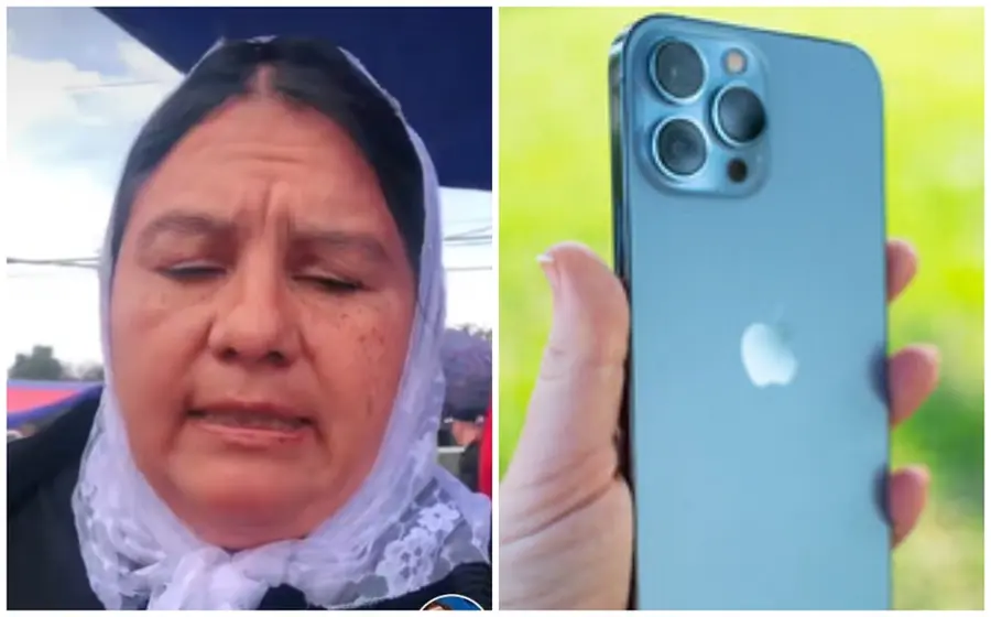 Mujer católica y iPhone