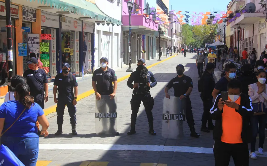 Bloqueo policial en el centro histórico