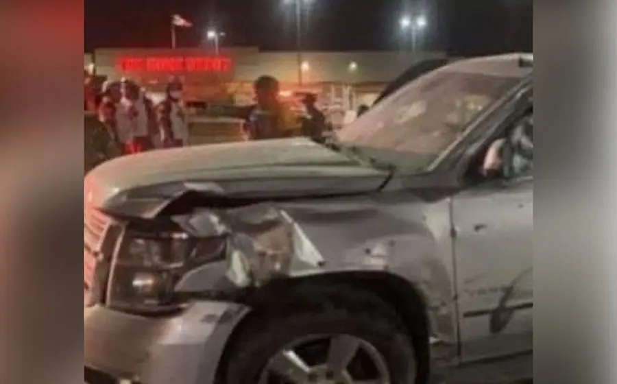 Camioneta dañada en Tamaulipas