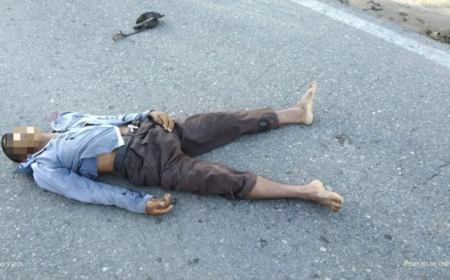 Persona atropellada sobre carretera