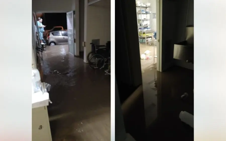 imágenes del hospital de Teotitlán luego de tromba
