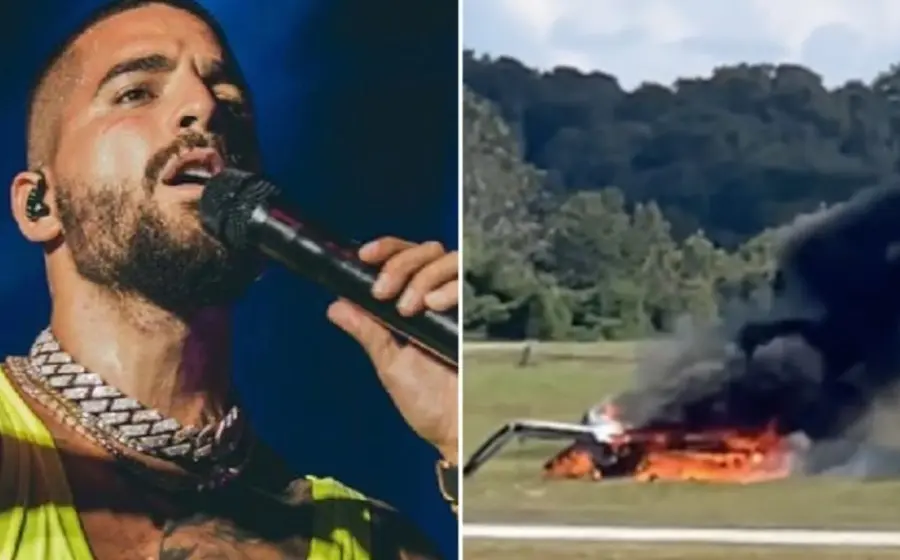 Maluma y avión accidentado