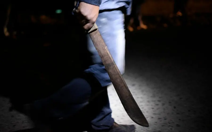 Persona sujetando un machete