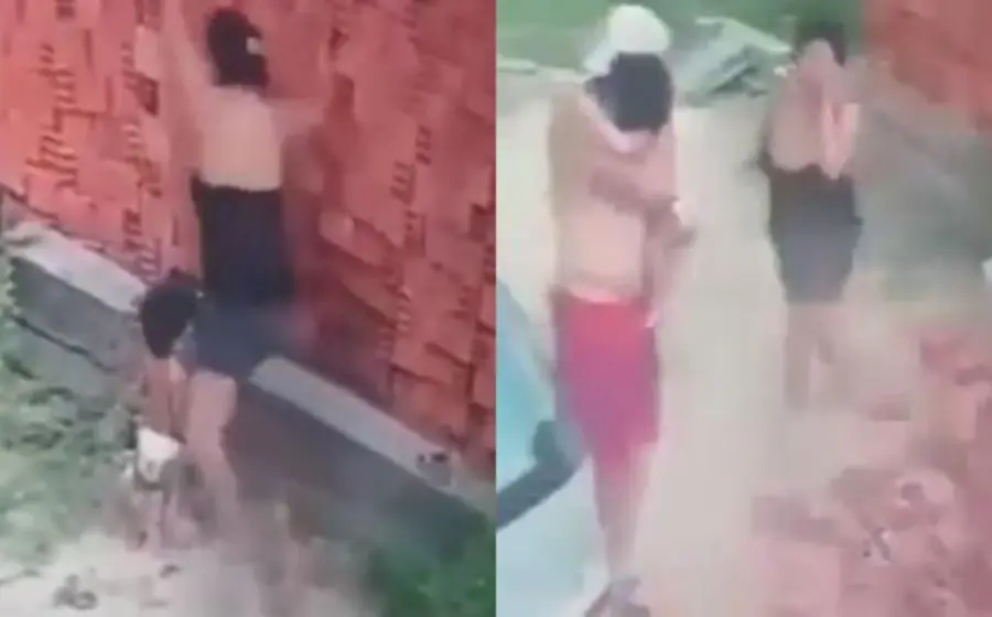 No pudiendo escapar, la mujer se levanta e interpone su cuerpo para que el muro no caiga de lleno sobre la humanidad de su pequeño hijo.