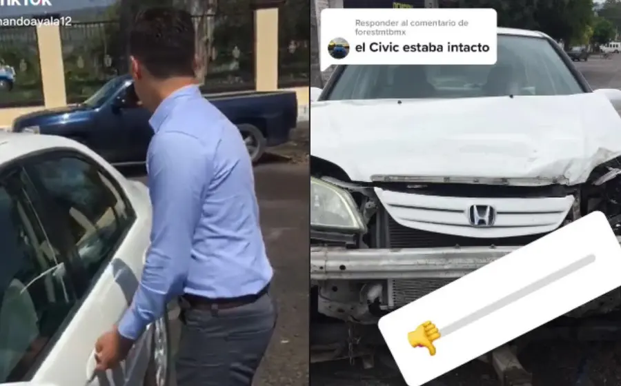 choca en su auto nuevo 