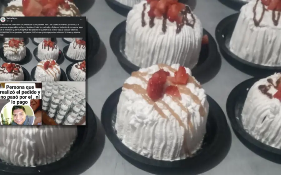 La mujer tuvo que rematar los pasteles a 30 pesos cada uno o 2 x 50 pesos.