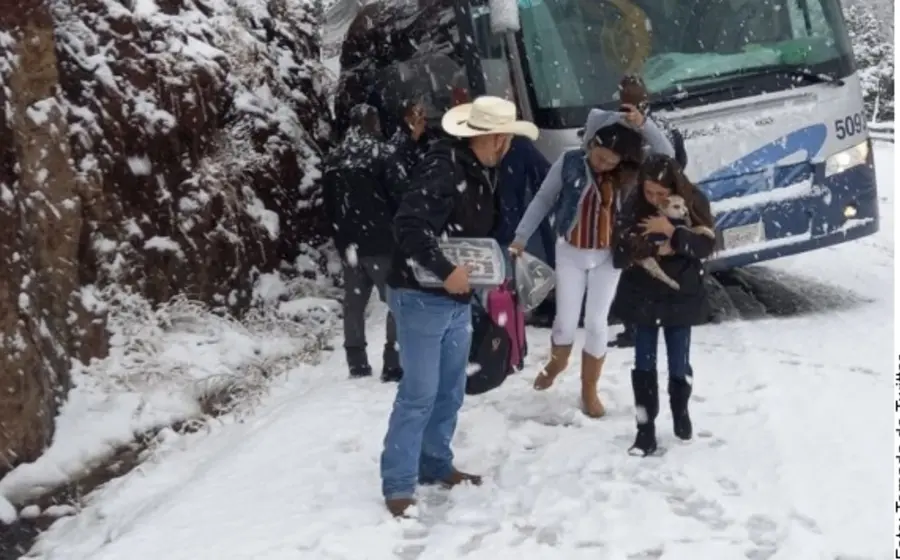 Personas bajo la nieve
