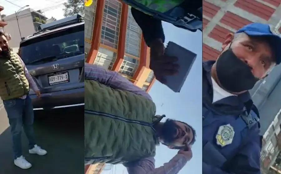 El conductor, haciéndose el ofendido reiteró que no podía ser grabado y pidió la intervención de un policía.