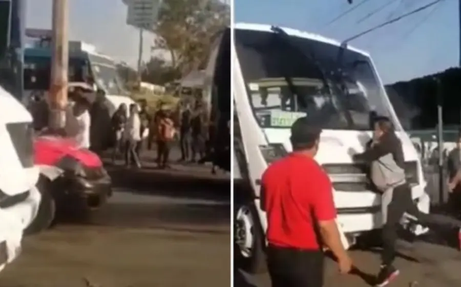 Riña entre taxista y microbusero