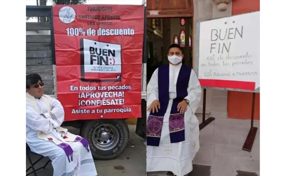 A través de una foto en Facebook, un sacerdote católico decidió hacer su “Buen Fin” con descuentos para pecadores del 50%.