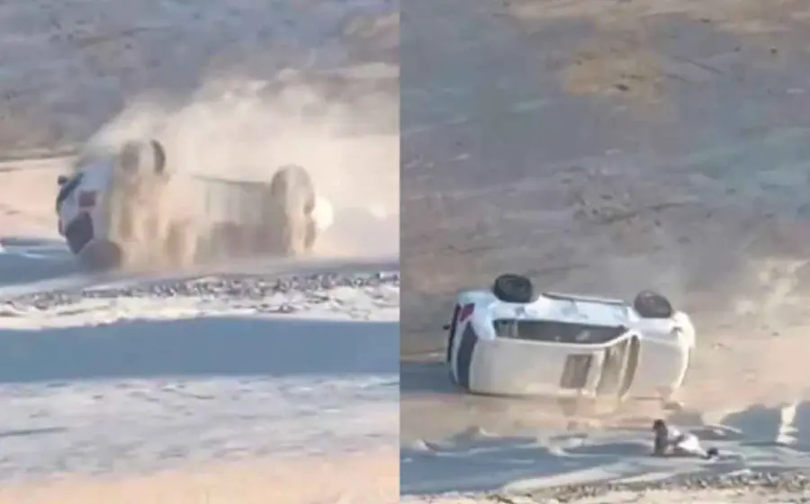 Se supo que en la volcadura del automóvil ninguna persona habría resultado con lesiones de gravedad.