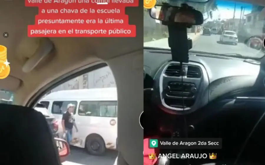 Graban momento en que exhiben al chofer de una combi de pasaje que no deja bajar a una joven.