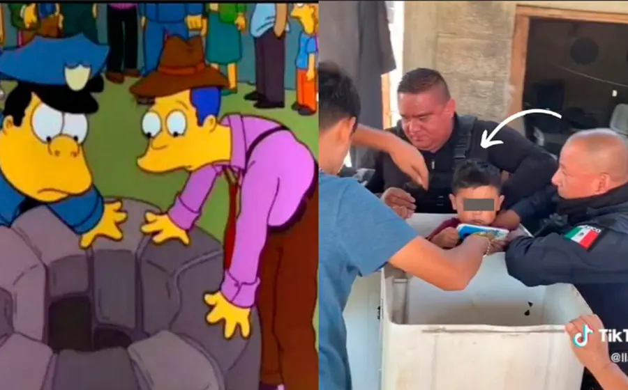 Una internauta compartió el material en que se puede ver al menor atrapado en una lavadora.