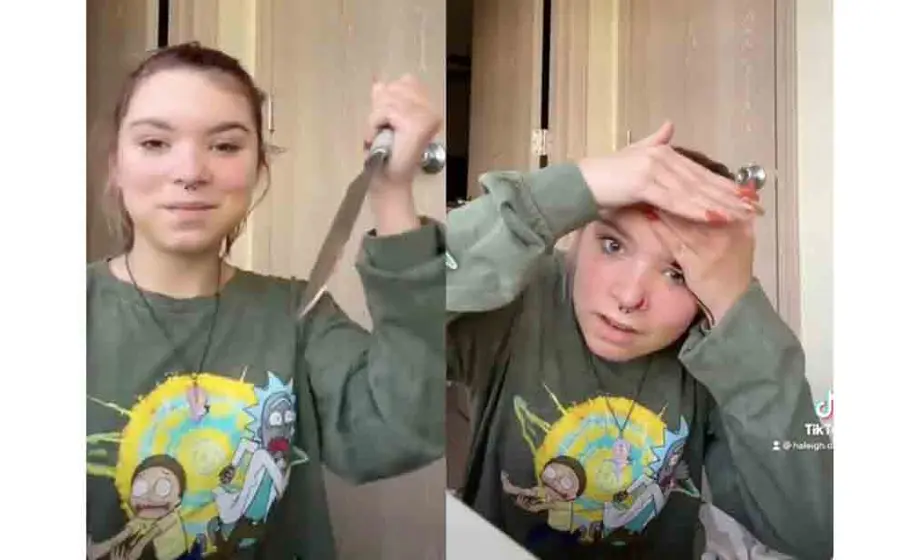 La usuaria llamada Haleigh decidió intentar el reto, pero cometió un error.