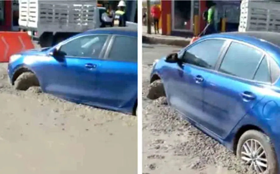 Por querer evitar el tráfico terminó atrapado en un carril de Mexibús.