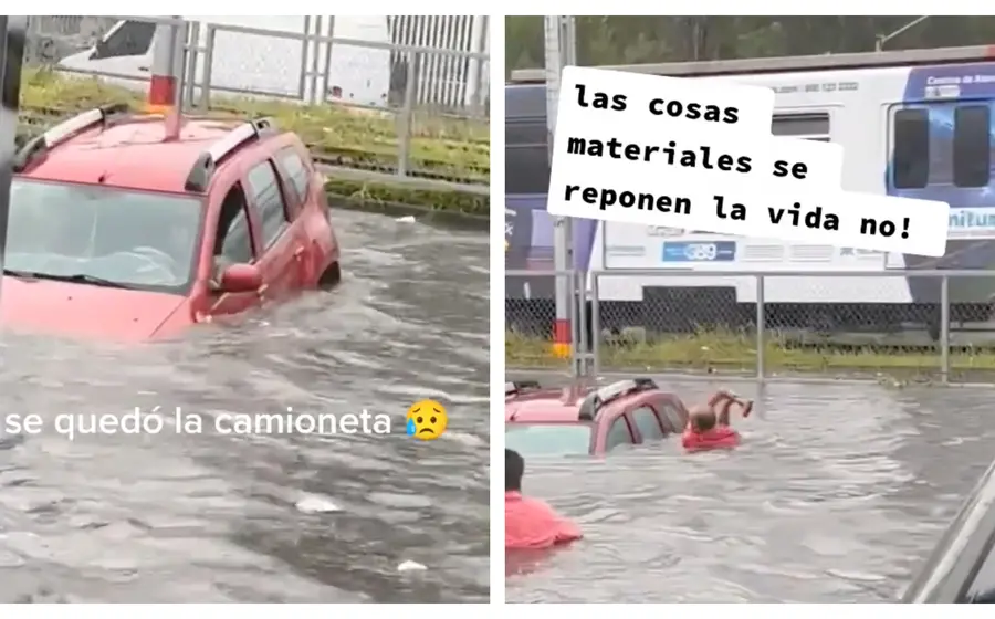 Abuelos rescatados en inundación