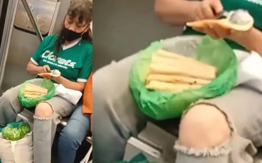 Mujer aprovecha tiempo en el Metro