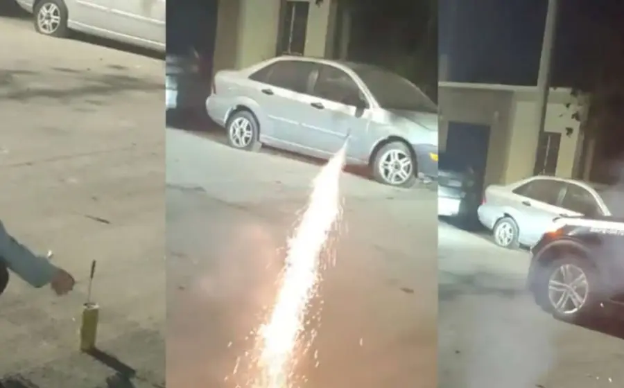 Todo comenzó cuando la mujer jugaba con pirotecnia en la calle.