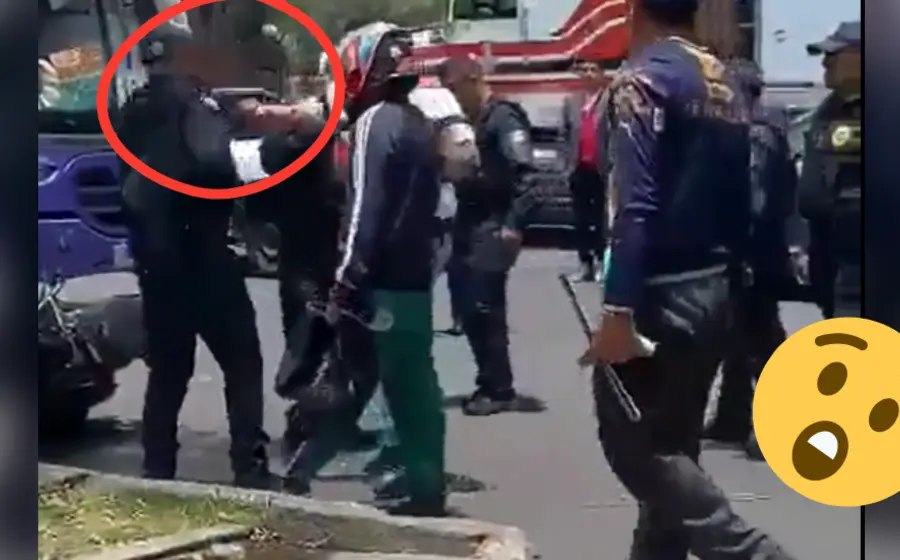 Policía golpeado