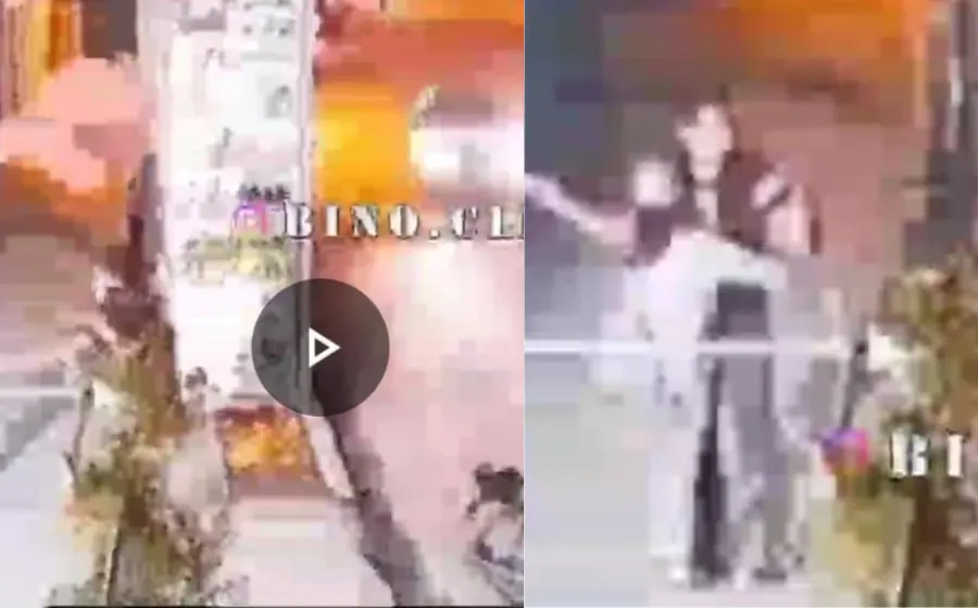 Capturas del momento donde la joven es asaltada y procede a abrazar a su asaltante