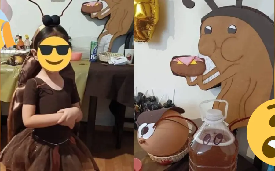 Niña disfrazada de cucaracha
