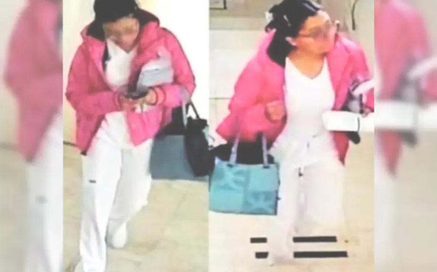 Judith Vianney fue captada por las cámaras de seguridad al salir del hospital.