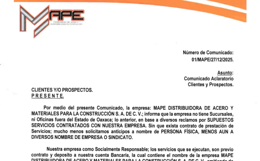 MAPE comunicado