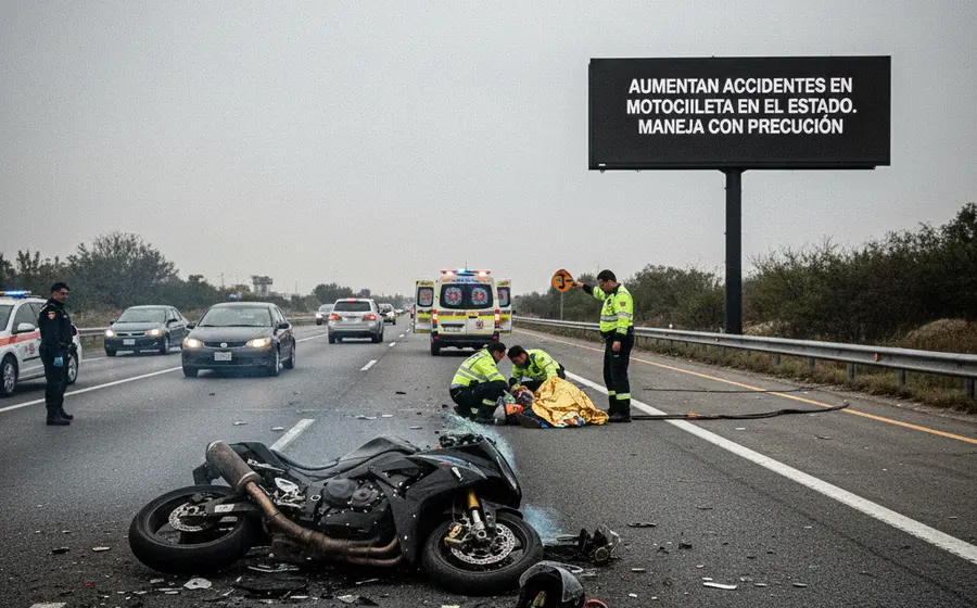 Imagen de un accidente de motocicleta en Oaxaca que enciende la alerta sobre el peligro de trasladar a menores en este tipo de vehículos.