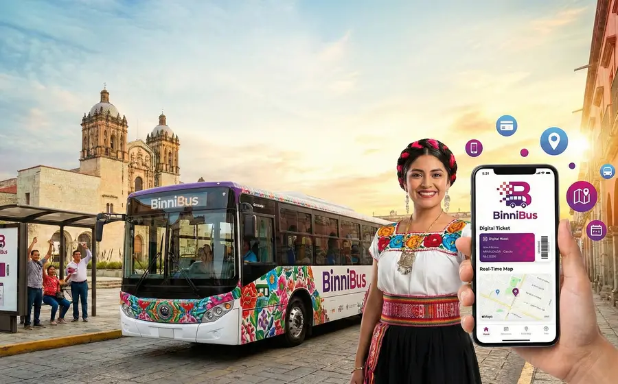 La nueva aplicación móvil de BinniBus que proporciona información en tiempo real sobre el transporte público para conectar a los usuarios en Oaxaca.