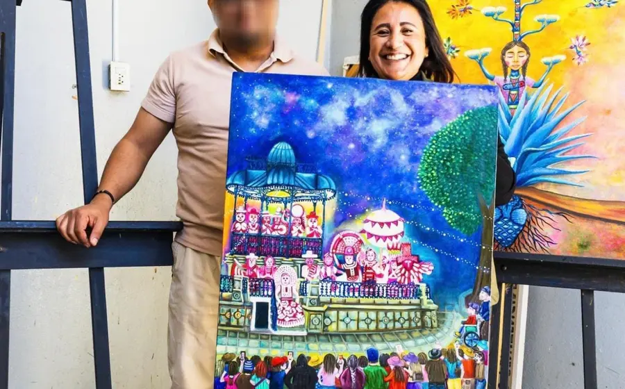 La pieza de técnica mixta que es la imagen oficial para la Noche de Rábanos 2025, creada por un artista desde prisión.