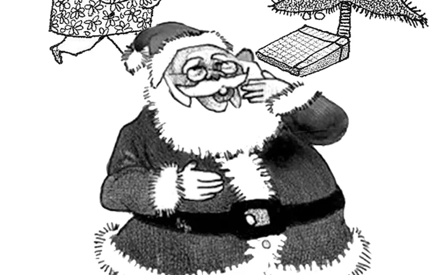 Cartón del artista Mario Robles que ilustra la temática de la Navidad como una conmemoración poética y de carácter universal para todos.