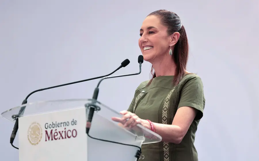 La Presidenta de México, Claudia Sheinbaum, durante la convocatoria para celebrar los siete años de la Cuarta Transformación y sus logros contra la pobreza.