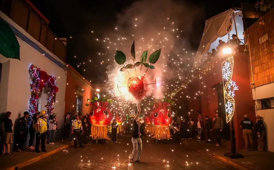 La tradicional Noche de Rábanos llena de alegría y folclore el centro histórico con la exhibición de impresionantes figuras talladas.