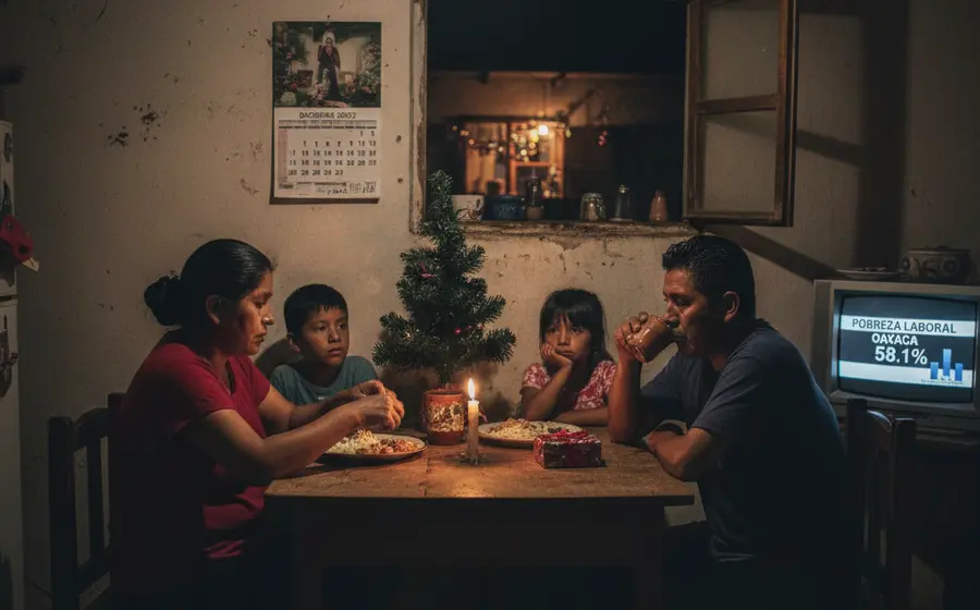 Miles de familias oaxaqueñas enfrentan una Navidad difícil y austera, como consecuencia directa de la alta tasa de pobreza laboral en el estado.