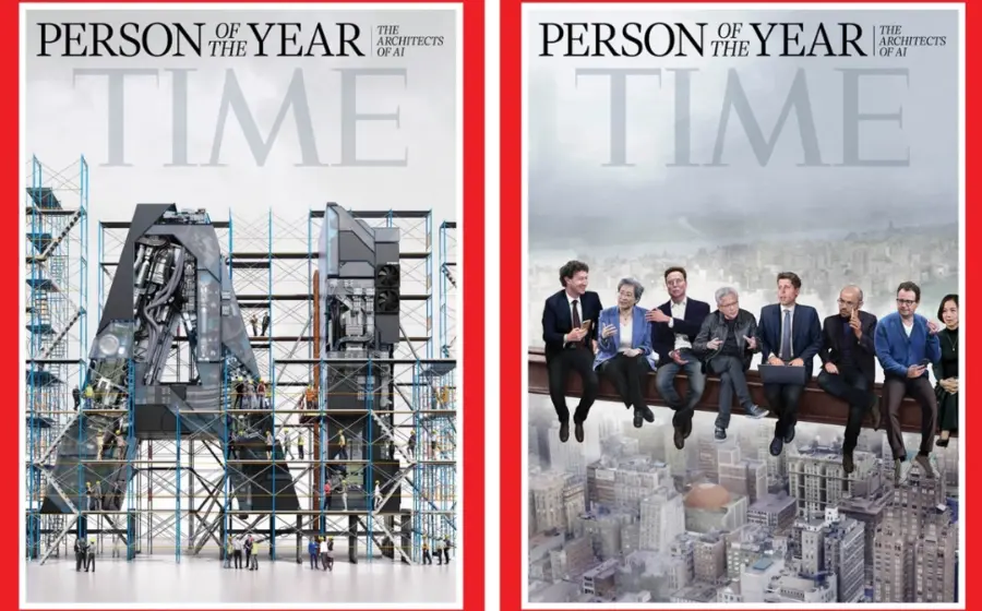 La portada de la revista Time que destaca a los principales artífices de la era de la inteligencia artificial como las 'Personas del Año'.