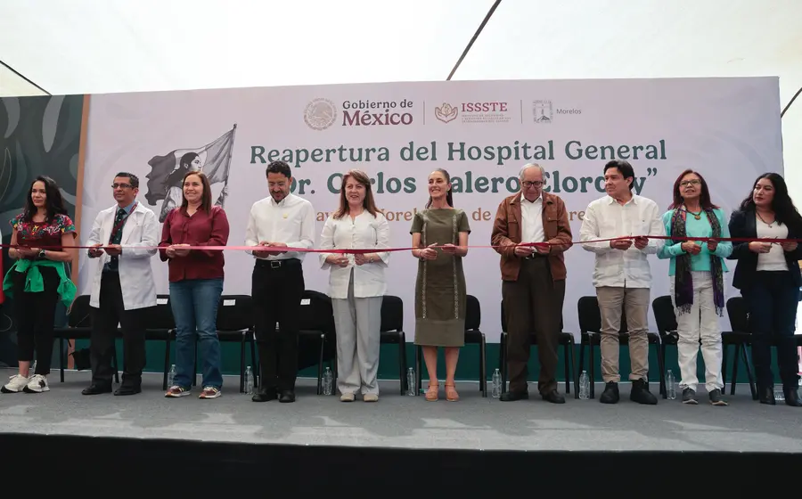 La Presidenta durante el evento de reapertura del Hospital “Carlos Calero Elorduy”, que operará con un abasto de medicamentos al 100 por ciento.