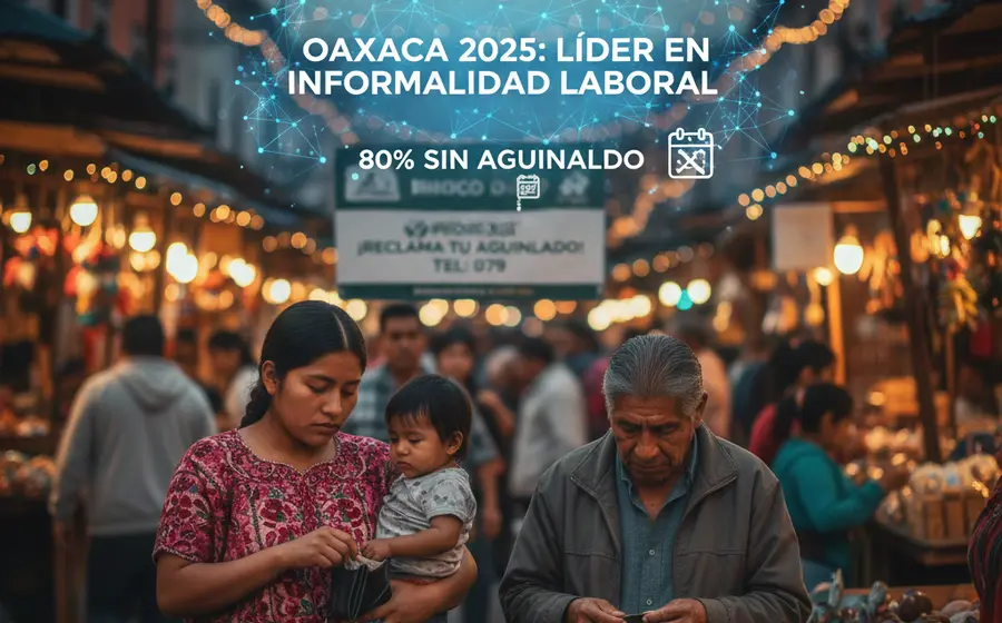 Un trabajador en Oaxaca representa el rezago laboral y la dificultad para recibir el aguinaldo, un privilegio para pocos al cierre del año.