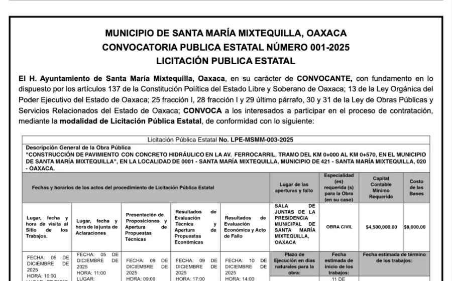 Convocatoria 001