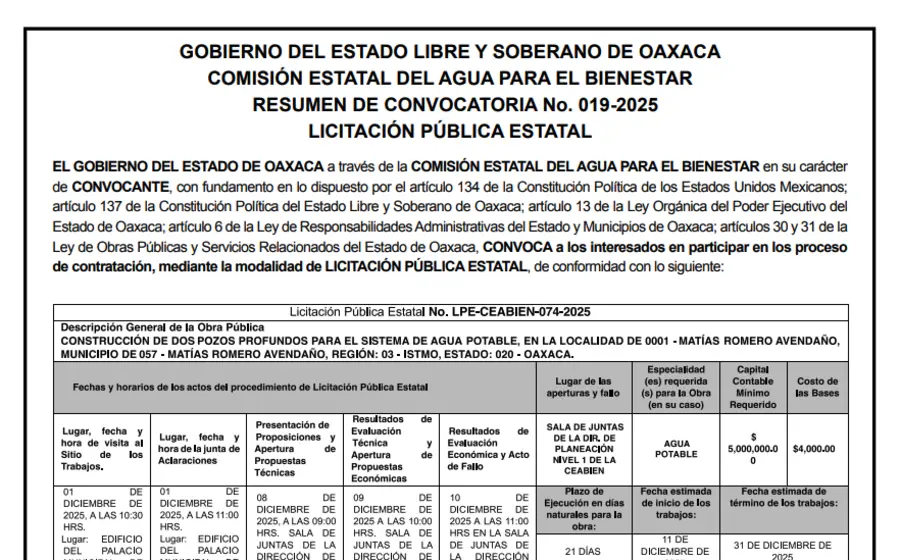 Convocatoria 019