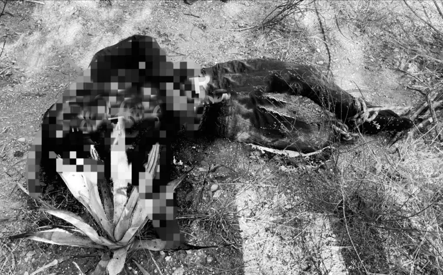 El cuerpo de una persona ejecutada y calcinada en un paraje, el cual presenta signos de tortura y permanece sin ser reclamado legalmente.