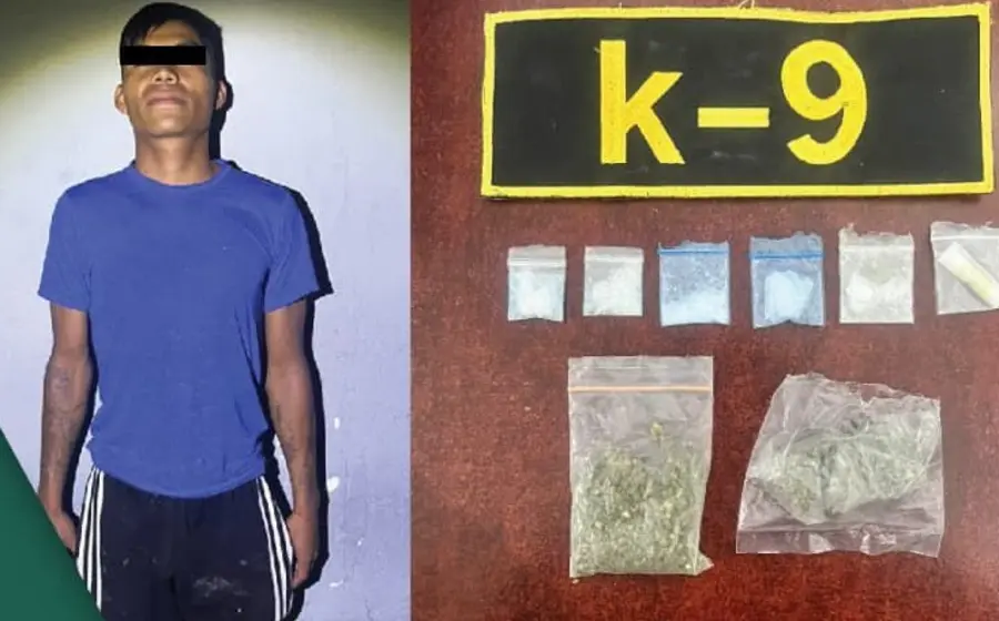 El joven de 22 años, E.A.L.S., es presentado tras ser detenido por posesión de droga en la colonia Eucaliptos.