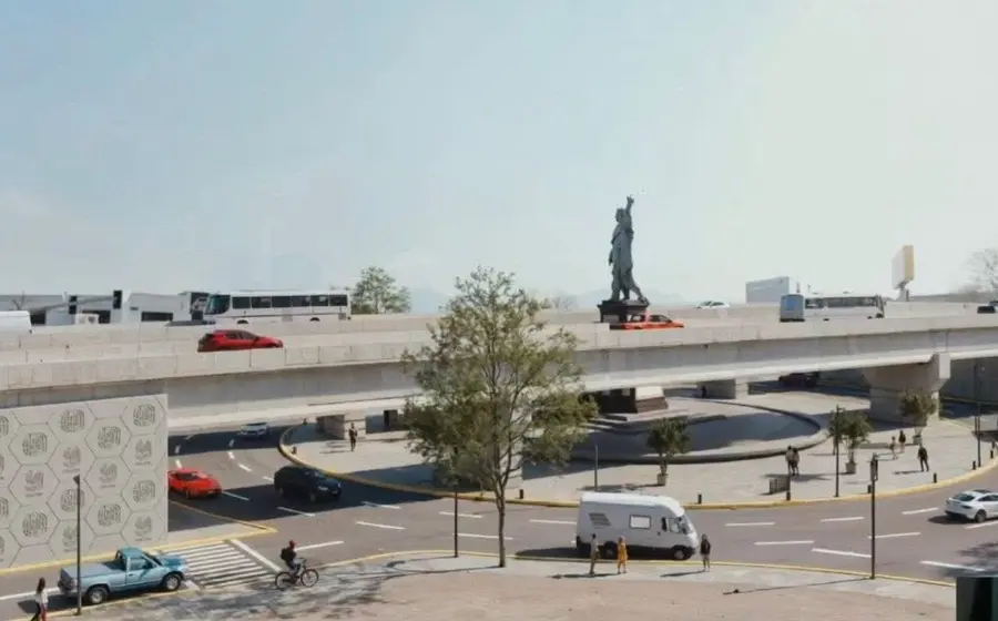 Proyecto del nuevo distribuidor vial en Viguera, que muestra la edificación de un paso a desnivel con ocho carriles para mejorar la movilidad.