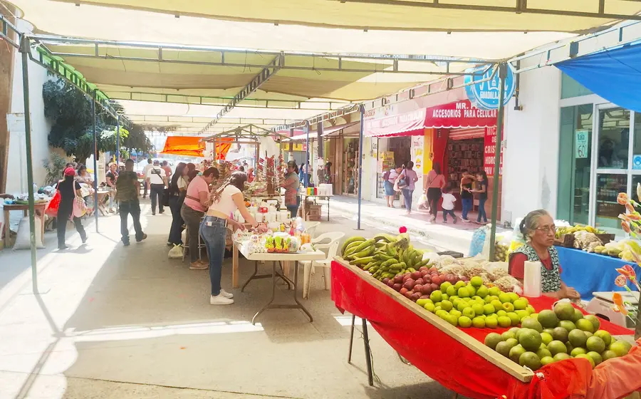 Comerciantes en Ixtepec ofrecen productos de temporada para el Día de Muertos, impulsando la economía local con sus ventas.