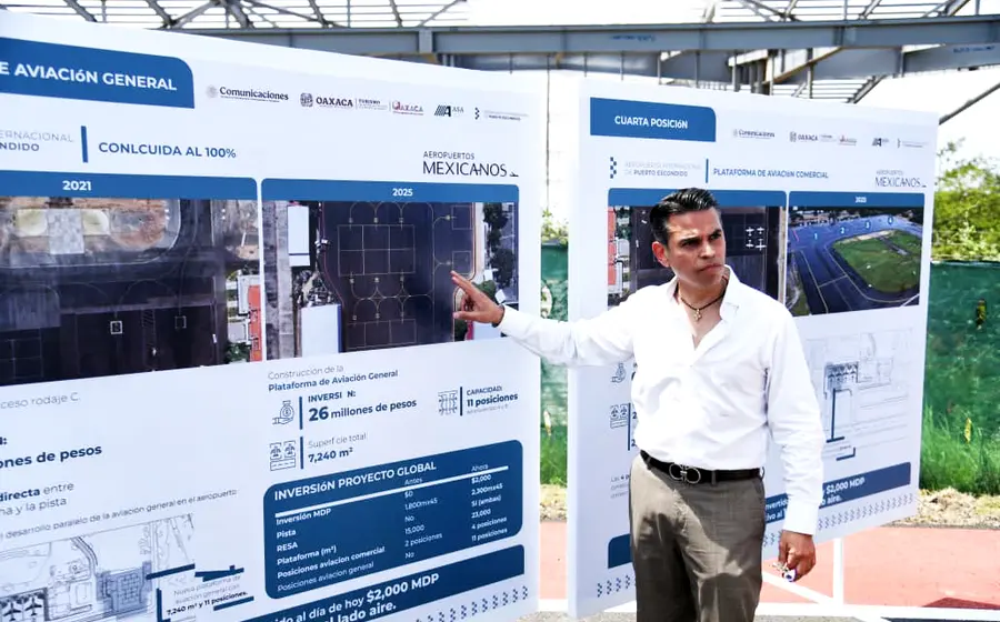 Se inauguró la cuarta posición de aviación comercial y la plataforma de aviación del Aeropuerto de Puerto Escondido.