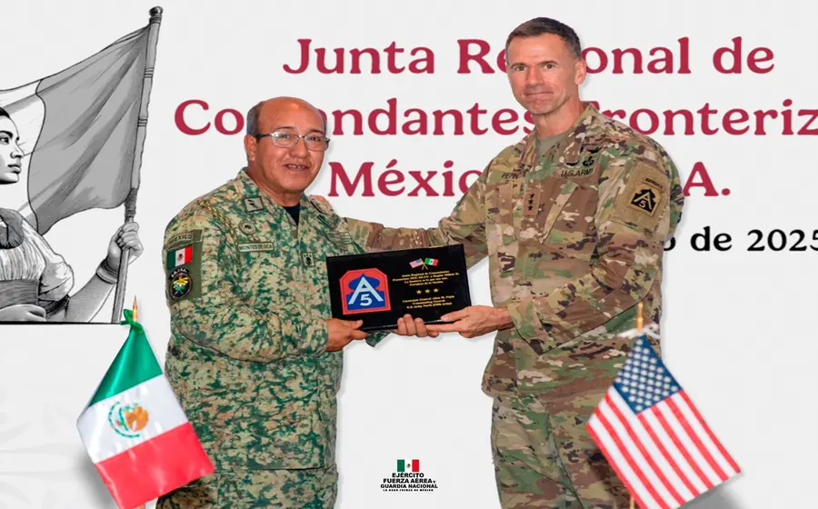 El encuentro fue encabezado por el general de división José Roberto Flores Montes de Oca, comandante de la II Región Militar y el teniente general Allan M. Pepin. ## Foto: Sedena