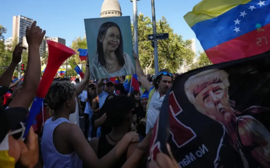 La líder opositora venezolana María Corina Machado, quien es presentada en la imagen como la merecedora del Premio Nobel de la Paz.