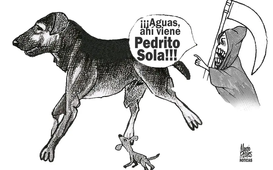 Cartón editorial del artista Mario Robles que ilustra el concepto de cómo la crueldad deja una marca o huella imborrable en las personas.