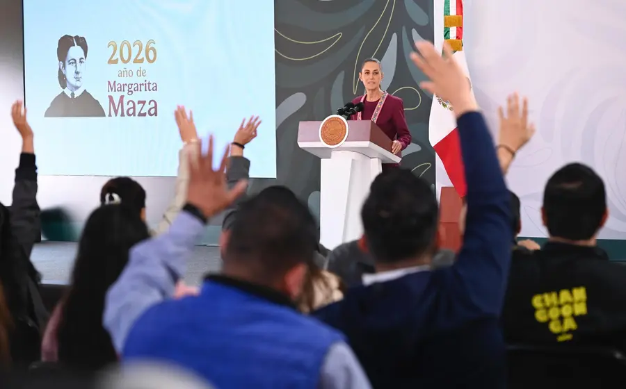 Claudia Sheinbaum durante su visita a Michoacán para supervisar los avances del plan de seguridad y anunciar una mayor inversión para el estado.