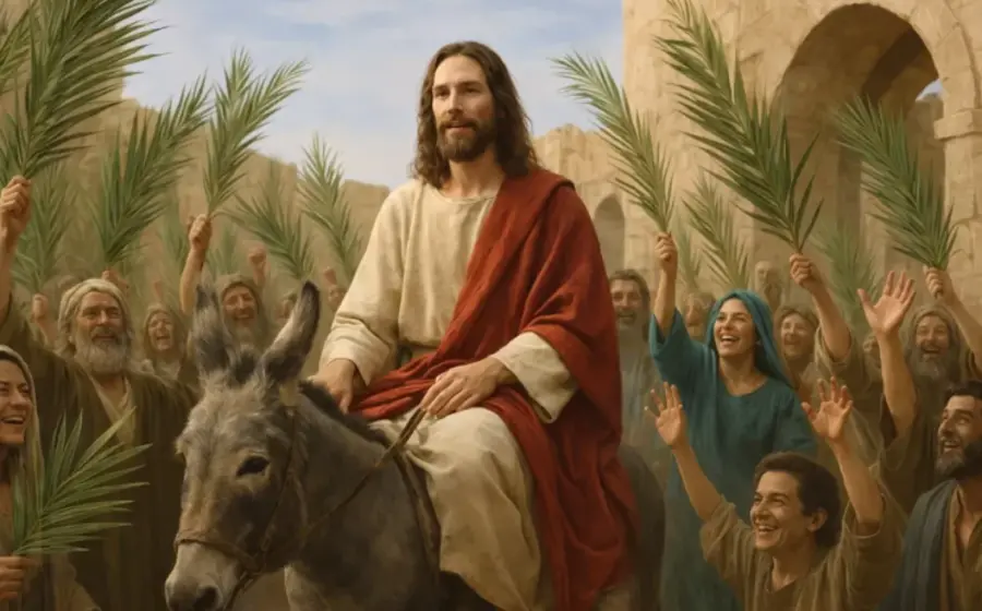 Ilustración del profeta Zacarías anunciando la llegada del Mesías, quien es descrito como un rey humilde y portador de paz para la humanidad.